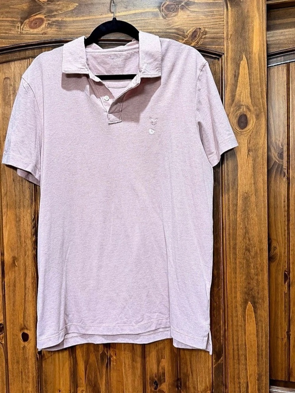 American Eagle Super Soft Standard Fit Polo Short Sleeve Polo in Pink Size Large